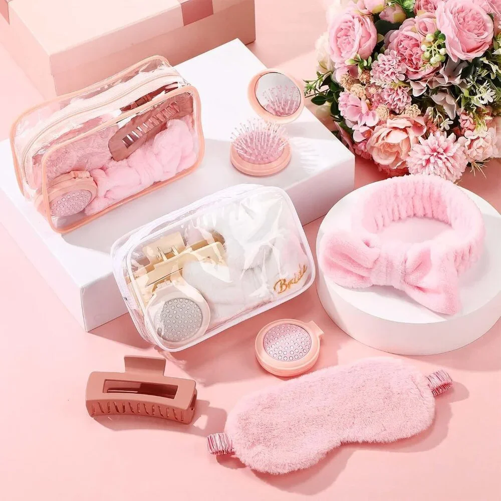 Sleepover Party Supplies 40 Pcs Spa Favors Eye Mask Makeup Bag Hair Clips